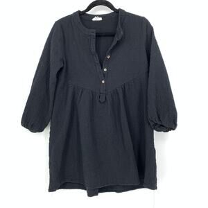 Maijie Popover Tunic Top Womens Size Small 3/4 Sleeve Black